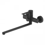 Смеситель для ванны FRAP F2267-6 однорычажный с длинным плоским изливом, латунный корпус, черный, Ø35
