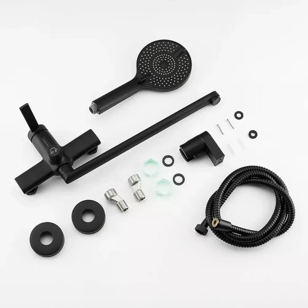 Смеситель для ванны FRAP F2267-6 однорычажный с длинным плоским изливом, латунный корпус, черный, Ø35