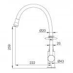 F4067-6 кухня одноваж. силiкон.вилив лат.корпус гайка Ø35 (чорний)** {10}
