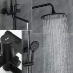 Душевая система FRAP F2467-6 с тремя функциями и поворотным изливом черная латунный корпус Ø35