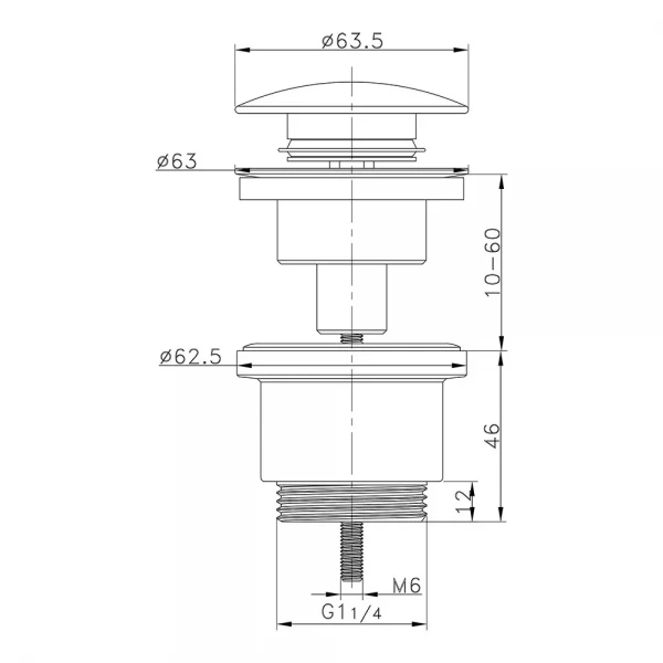 Донний клапан ITAL HF1083-BPM, автомат, Ø63мм, 1 1/4