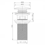 Донний клапан ITAL HF1003-Y150, автомат, з переливом, Ø62мм, 1 1/4
