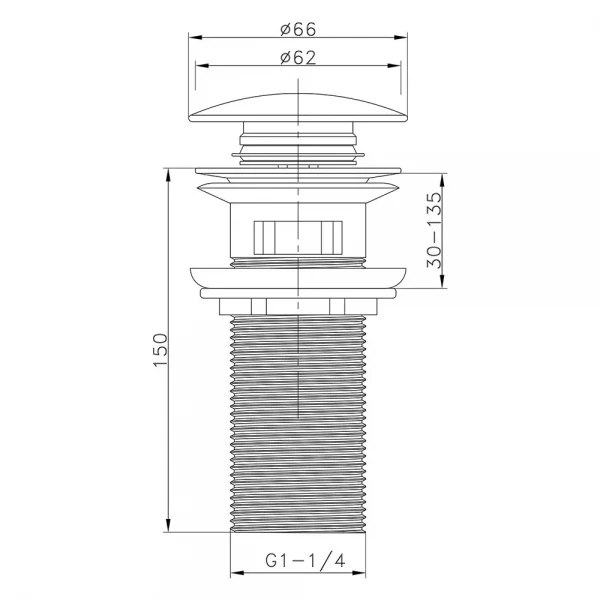 Донний клапан ITAL HF1003-Y150, автомат, з переливом, Ø62мм, 1 1/4