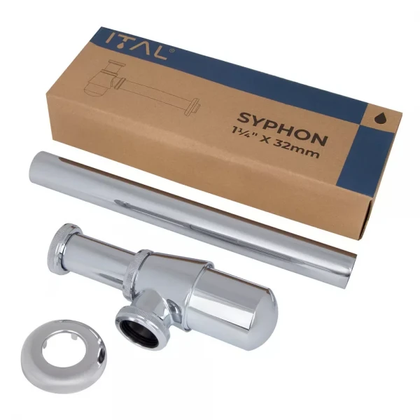 Сифон для раковини ITAL HF6002 під донний клапан, латунь, хром