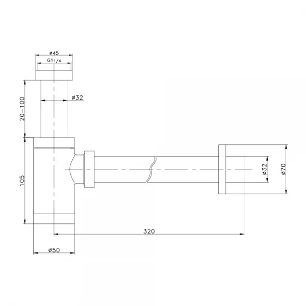 Сифон для раковини WEZER WSR-101 під донний клапан
