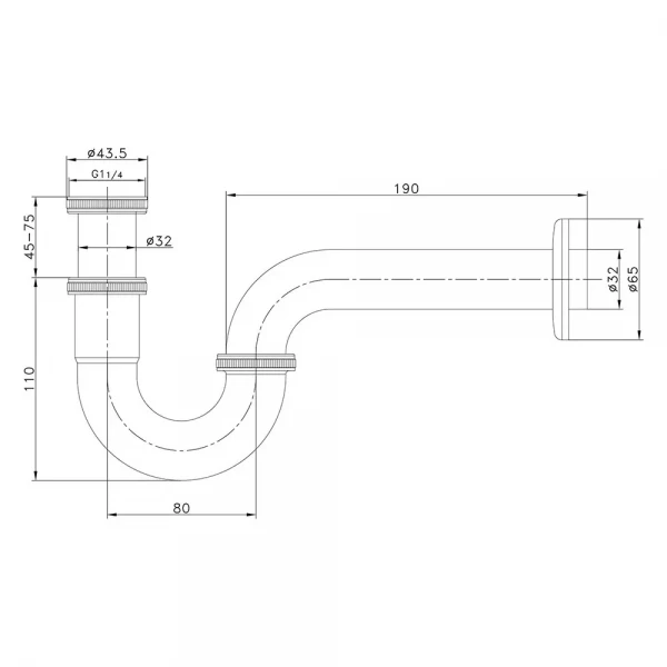 Сифон для раковини WEZER WSR-102S під донний клапан