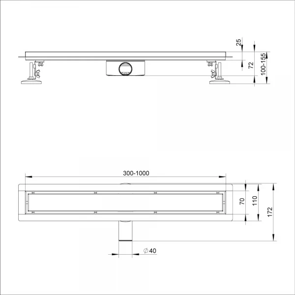 Душовий трап ITAL IT03-FT29/500 під плитку, 500 мм, нержавіюча сталь