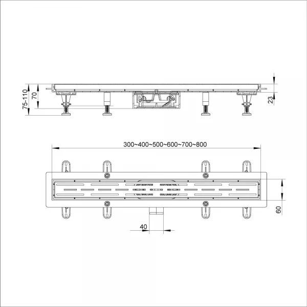 Душовий трап ITAL IT13-FT01/700, 700х70х67мм