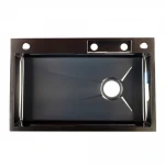 ID 7246-2BCW  PROFI 720x460x215мм,сифон. дозат. 2 кош, дошк, зміш. омив. склян. PVD DECOR Black{1/1}