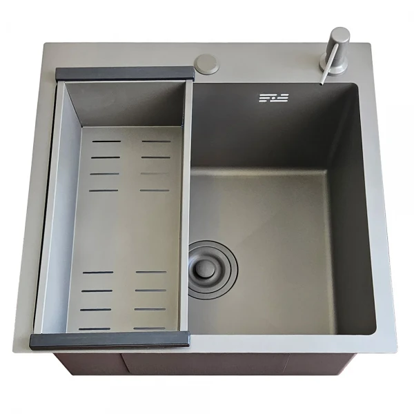 ID 5050-G мийка одинар.500x500x215мм, (3.0/0.8мм), сифон, дозатор, кошик, PVD Grey {1/1}