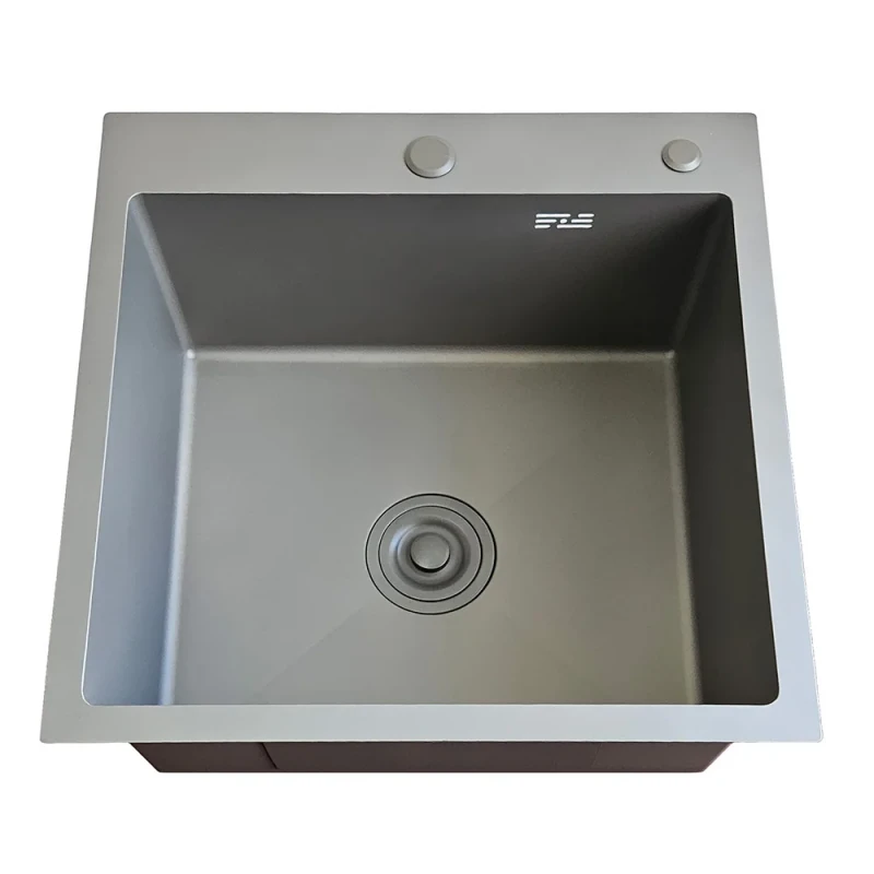 Кухонная мойка ITAL 500x500x215 мм с сифоном, дозатором и корзиной PVD Grey