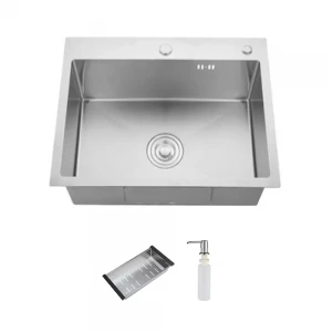 ID 6045 мийка одинар.600x450x215мм,(3.0/0.8мм), SUS 304 сифон, дозатор, кошик, Satin {1/1}