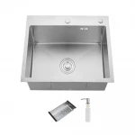 ID 6050 мийка одинар.600x500x215мм, SUS 304 (3.0/0.8мм), сифон, дозатор, кошик, Satin{1/1}