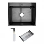 ID 6050-B мийка одинар.600x500x215мм,  (3.0/0.8мм), сифон, дозатор, кошик, PVD Black {1/1}