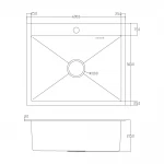 ID 6050-B мийка одинар.600x500x215мм,  (3.0/0.8мм), сифон, дозатор, кошик, PVD Black {1/1}