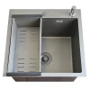 Мойка ITAL 600x500x215 мм одинарная с сифоном, дозатором и корзиной PVD Grey (3.0/0.8мм)