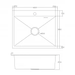 Мойка ITAL 600x500x215 мм одинарная с сифоном, дозатором и корзиной PVD Grey (3.0/0.8мм)
