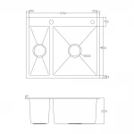 ID 575 485  мийка подвійн..575x485x215мм, (3.0/0.8мм), SUS 304 сифон, дозатор, кошик, Satin {1/1}