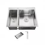 ID 575 485  мийка подвійн..575x485x215мм, (3.0/0.8мм), SUS 304 сифон, дозатор, кошик, Satin {1/1}