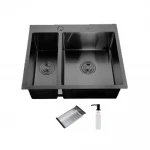 ID 575 485-B мийка подвійн.575x485x215мм, (3.0/0.8мм), сифон, дозатор. кошик,PVD Black {1/1}