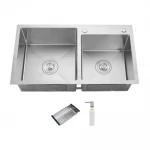 ID 7541 мийка подвійн.750x410x215мм,  (3.0/0.8),SUS 304 сифон, дозатор  кошик, Satin {1/1}