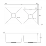 ID 7541-B мийка подвійн.750x410x215мм,  (3.0/0.8), сифон, дозатор  кошик, PVD Black {1/1}
