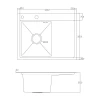 Мойка кухонная ITAL ID 6350L-B 630x500x215 мм с крылом, левой чашей, сифоном, дозатором, корзиной PVD Black (3.0/0.8мм)