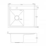 ID 6350L-B мийка з крил.чаша ліва.630x500x215мм, (3.0/0.8мм), сифон, дозатор, кошик, PVD Black {1/1}