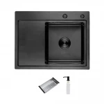 ID 6350R-B мийка з крил.чаша прав..630x500x215мм, (3.0/0.8мм), сифон, дозат., кошик, PVD Black {1/1}