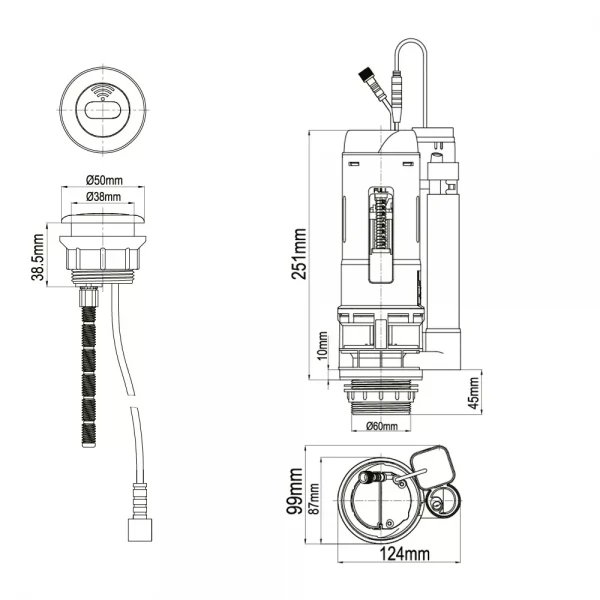 S 2412S зливний механізм з сенсорним керуванням двофункціональний  {20/1}