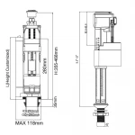 SA 2214 PN комплект зливного/наповнювального  2 кноп. механізм нижнє 1/2
