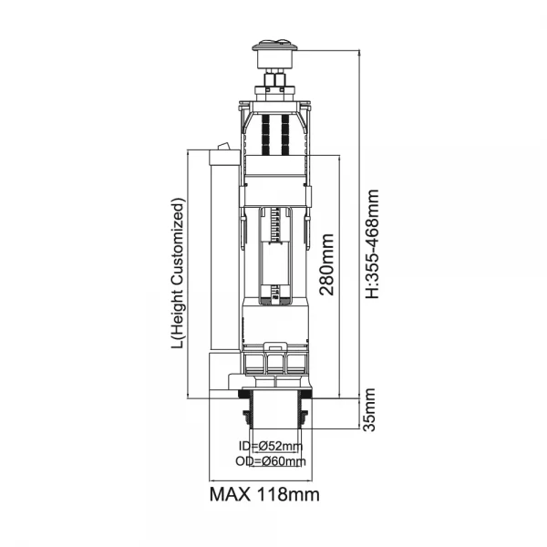 S 2212 зливний мехнанізм 2 кноп. ITAL перелив, регулювання по висоті {15/1}