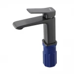 Смеситель для умывальника FRAP F1084-9 однорычажный с литым изливом серый (Gungrey) крепление гайкой, корпус латунный, диаметр 35 мм.