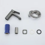 Смеситель для умывальника FRAP F1084-9 однорычажный с литым изливом серый (Gungrey) крепление гайкой, корпус латунный, диаметр 35 мм.