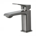 Смеситель для умывальника FRAP F1084-9 однорычажный с литым изливом серый (Gungrey) крепление гайкой, корпус латунный, диаметр 35 мм.