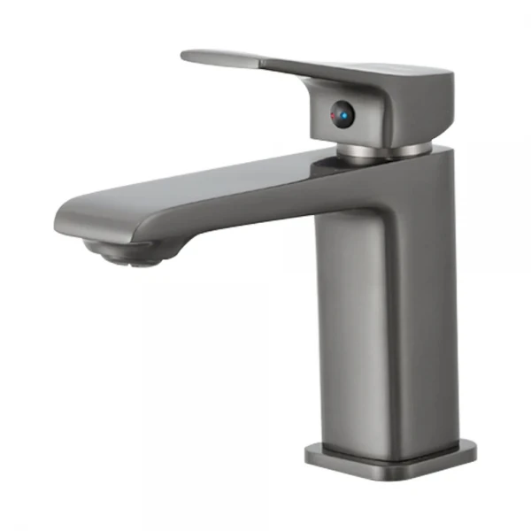 Смеситель для умывальника FRAP F1084-9 однорычажный с литым изливом серый (Gungrey) крепление гайкой, корпус латунный, диаметр 35 мм.