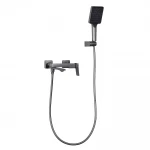 Смеситель для ванны FRAP F3284-9 однорычажный с коротким поворотным изливом серый (Gungre) латунный корпус крепления гайкой Ø35