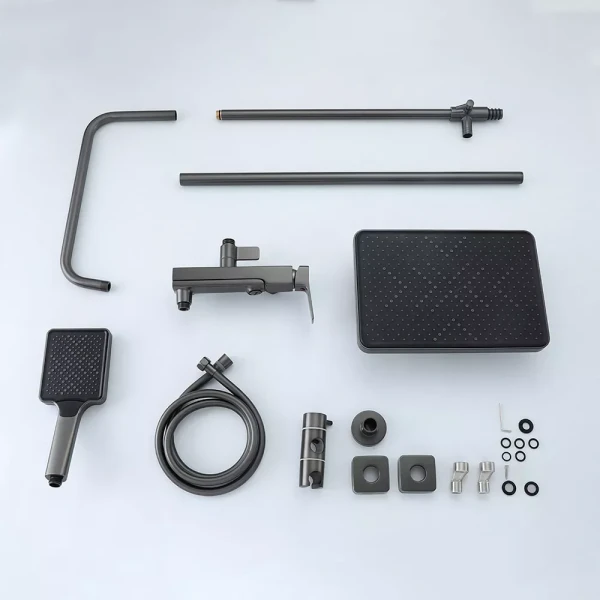 Душевая система FRAP F2484-9 с тремя функциями латунный серый корпус Gungrey Ø35