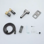 Душевый гигиенический гарнитур FRAP F2084-9 встроенный однорычажный латунный серый (Gungrey) диаметром 25 мм.