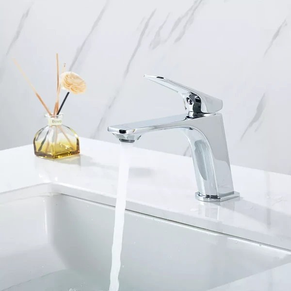 Смеситель для умывальника FRAP F1087 однорычажный с литым изливом латунный корпус крепления гайкой Ø35 хром