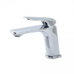 Смеситель для умывальника FRAP F1087 однорычажный с литым изливом латунный корпус крепления гайкой Ø35 хром