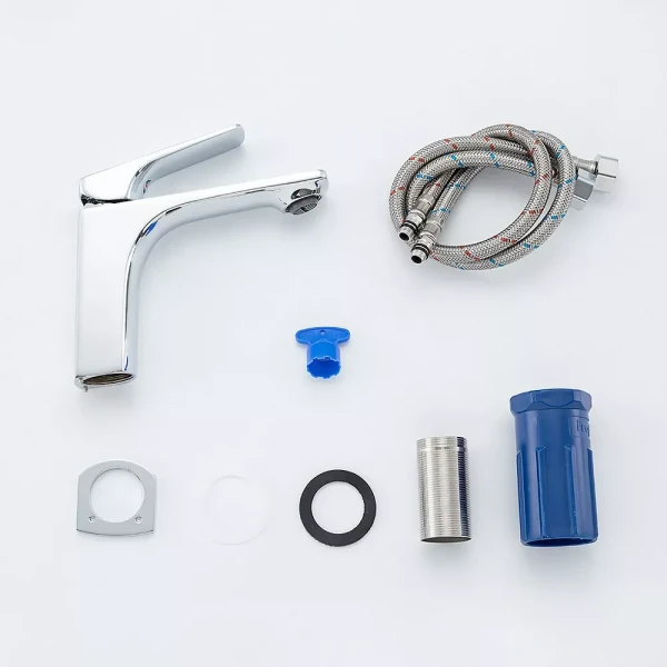 Смеситель для умывальника FRAP F1087 однорычажный с литым изливом латунный корпус крепления гайкой Ø35 хром