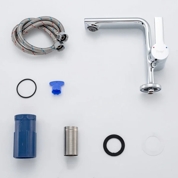 Смеситель для умывальника FRAP F1088 однорычажный с литым изливом латунный корпус хромированный крепление гайкой Ø35