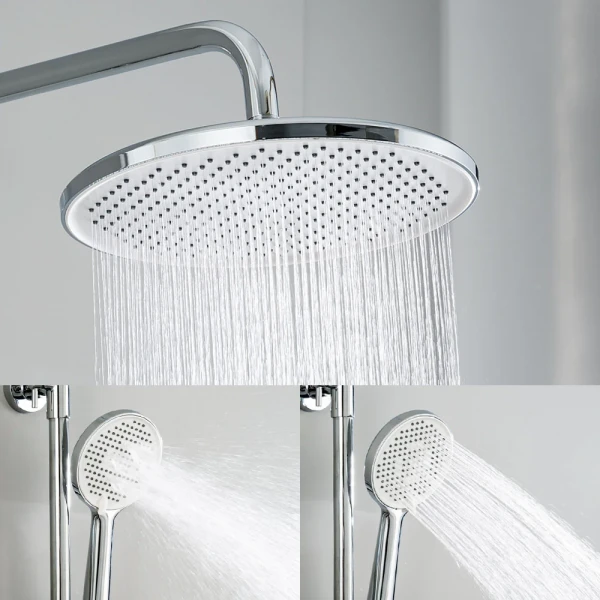 Душевая система F2488 с 3 функциями с поворотным изливом хромированная с латунным корпусом Ø35