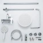 Душевая система F2488 с 3 функциями с поворотным изливом хромированная с латунным корпусом Ø35