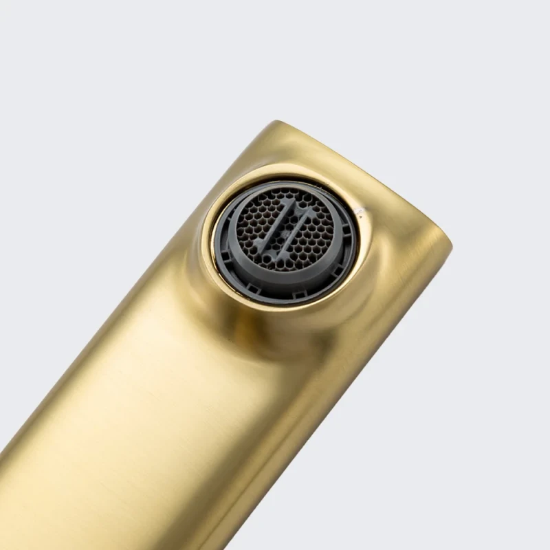 F1088-3 умивальник одноваж. литий вилив лат. корпус гайка Ø35 (сатин золотий) {10/1}