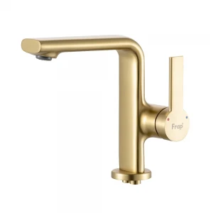 F1088-3 умивальник одноваж. литий вилив лат. корпус гайка Ø35 (сатин золотий) {10/1}