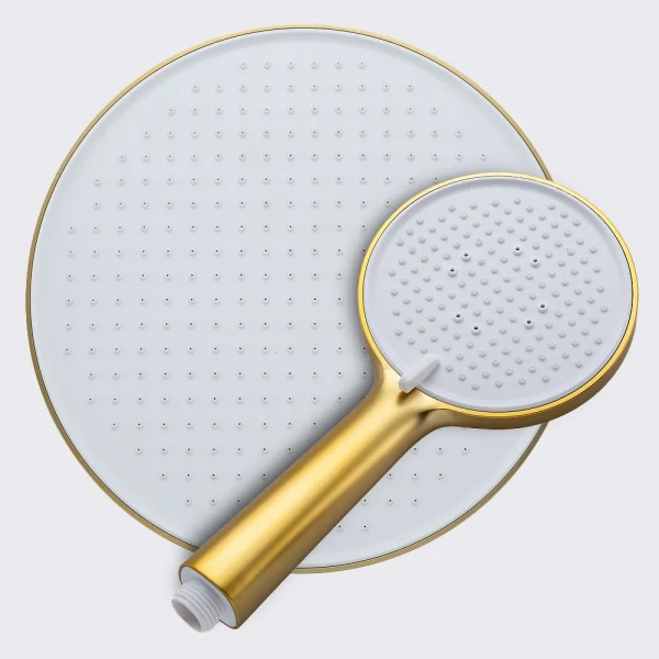 Душевая система F2488-3 с 3 функциями с поворотным изливом корпус латунный Ø35 золотой сатин