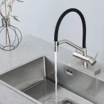 Смеситель для кухни GAPPO G4098-5 однорычажный с высоким изливом и водопадом латунный сатин крепления гайкой с картриджем Ø35