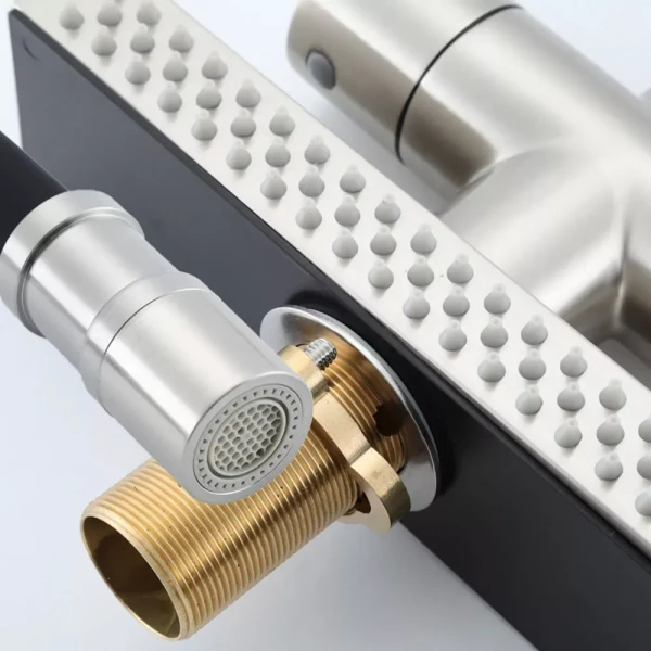 Смеситель для кухни GAPPO G4098-5 однорычажный с высоким изливом и водопадом латунный сатин крепления гайкой с картриджем Ø35